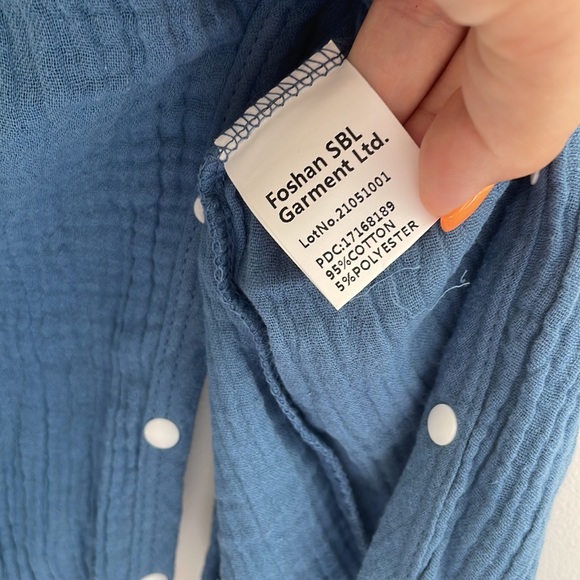 NWOT Blue Cotton Romper 6-9 Months - Picture 4 of 4